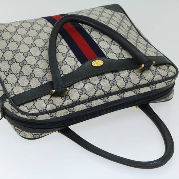 GUCCI GG Supreme Sherry Line Hand Bag PVC 2way Navy Red 904 02 015 Auth 68271 - Picture 6 of 16